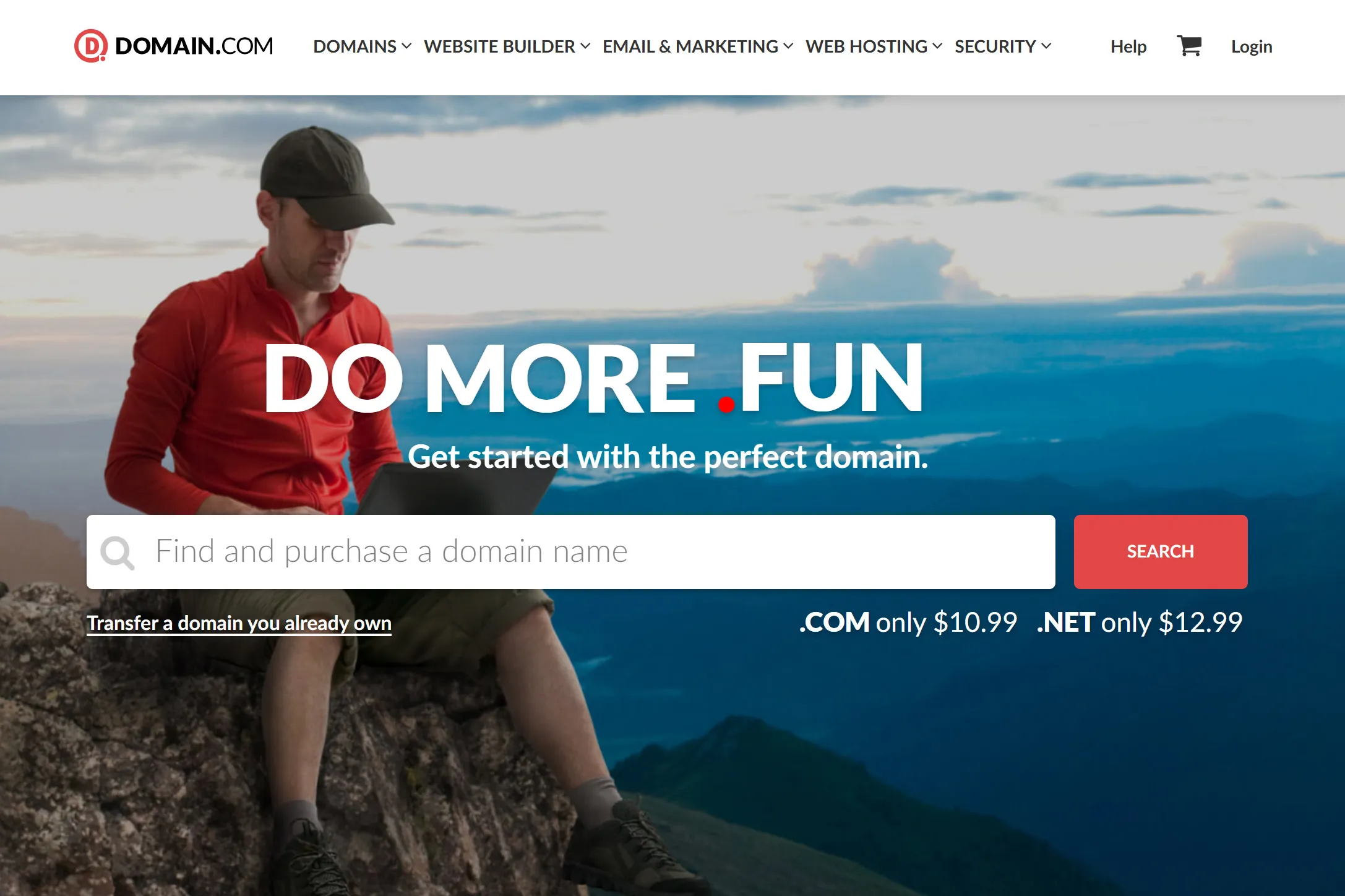 Domain.com homepage