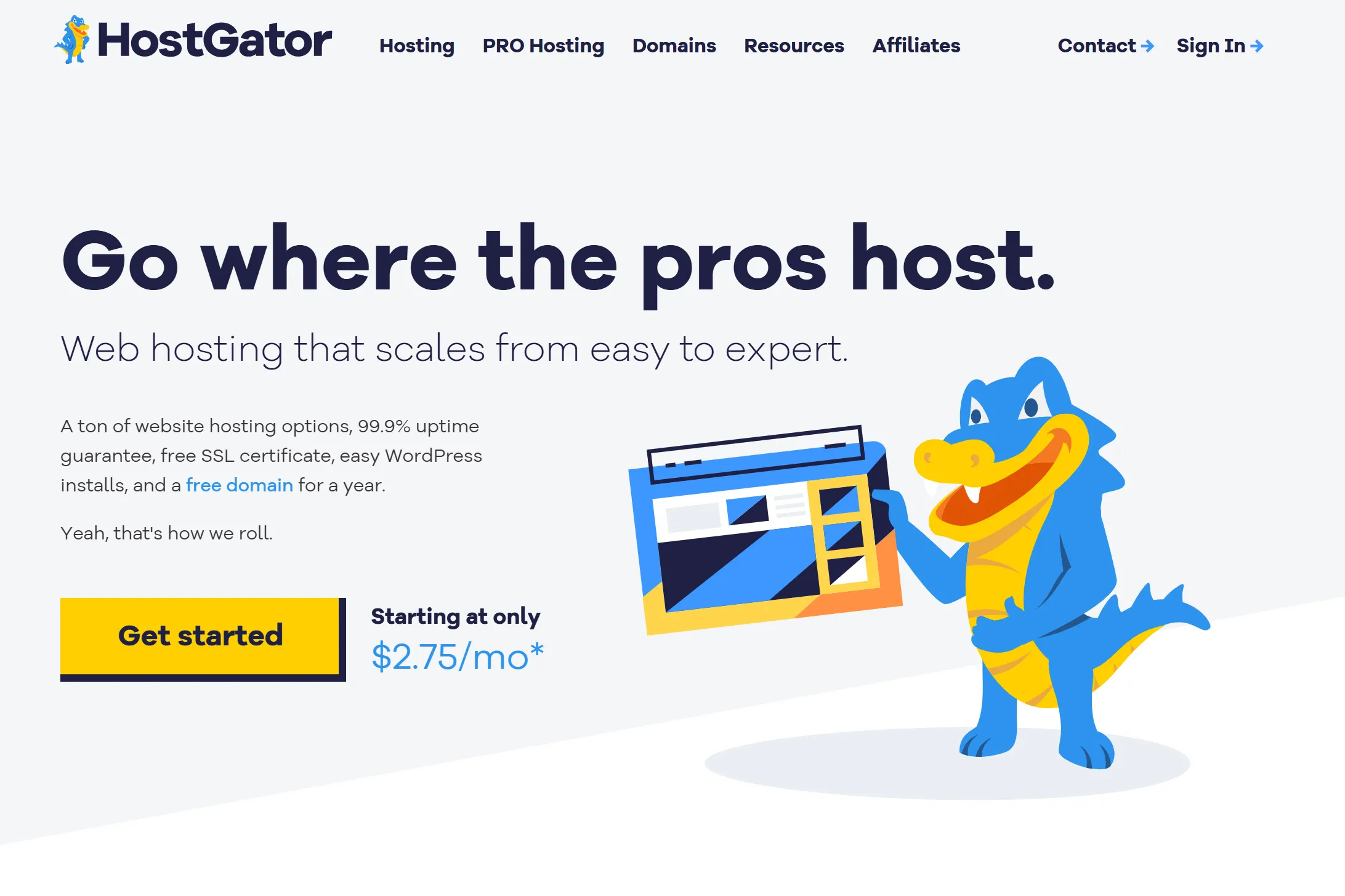 Hostgator.com homepage